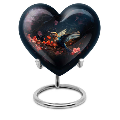 10-inch humming bird urn, heart-designed cremation
