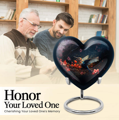 10-inch humming bird urn, heart-designed cremation