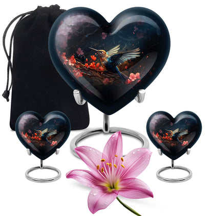10-inch humming bird urn, heart-designed cremation