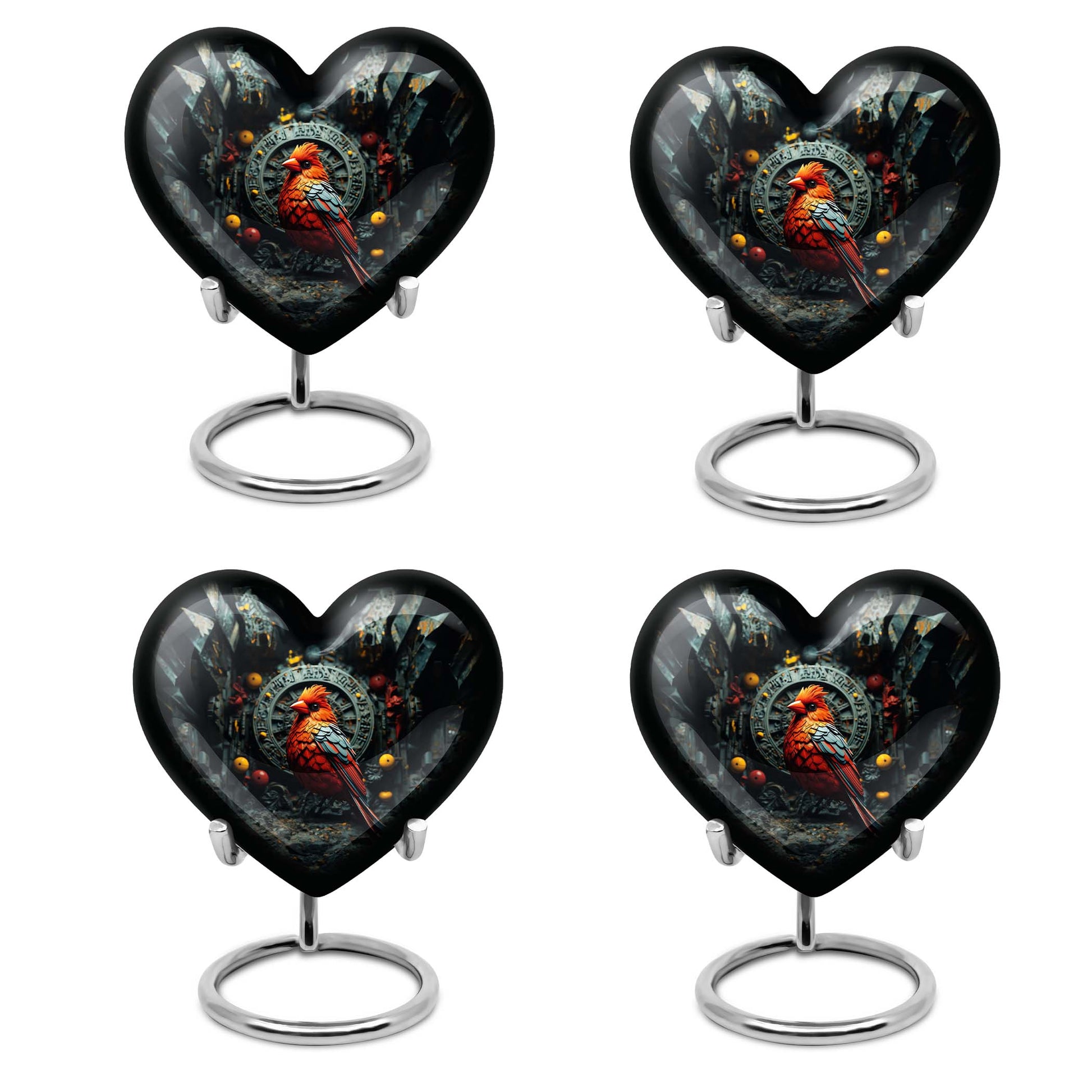 Heart design Cardinal Bird Urn for human ashes