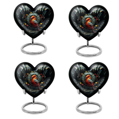 Heart design Cardinal Bird Urn for human ashes