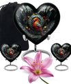 Heart design Cardinal Bird Urn for human ashes