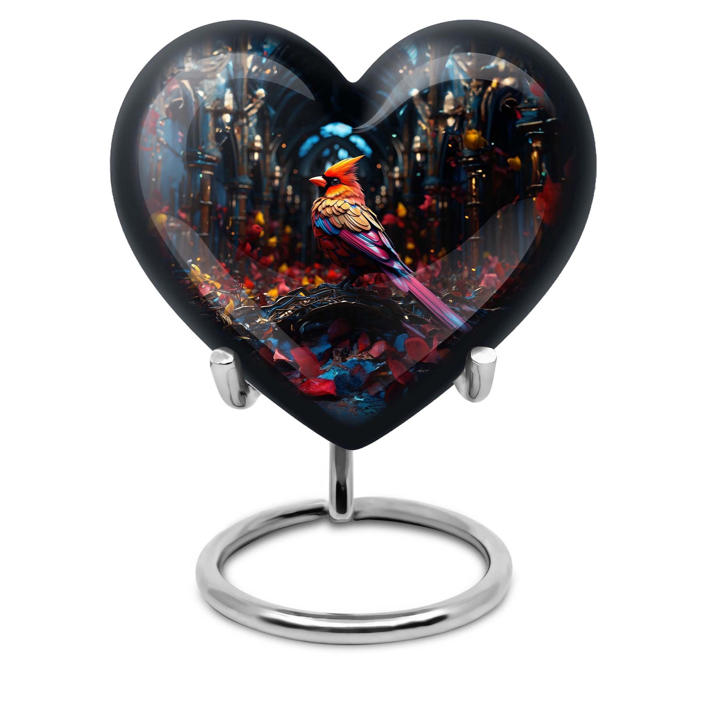 10-inch Cardinal Bird Heart Urn,  