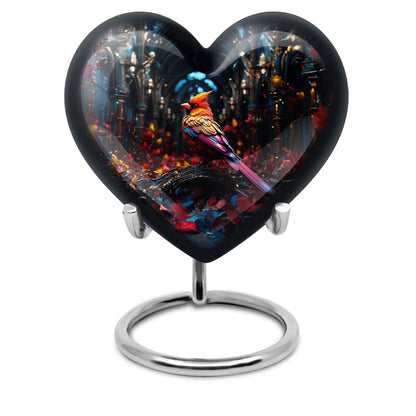 10-inch Cardinal Bird Heart Urn,  