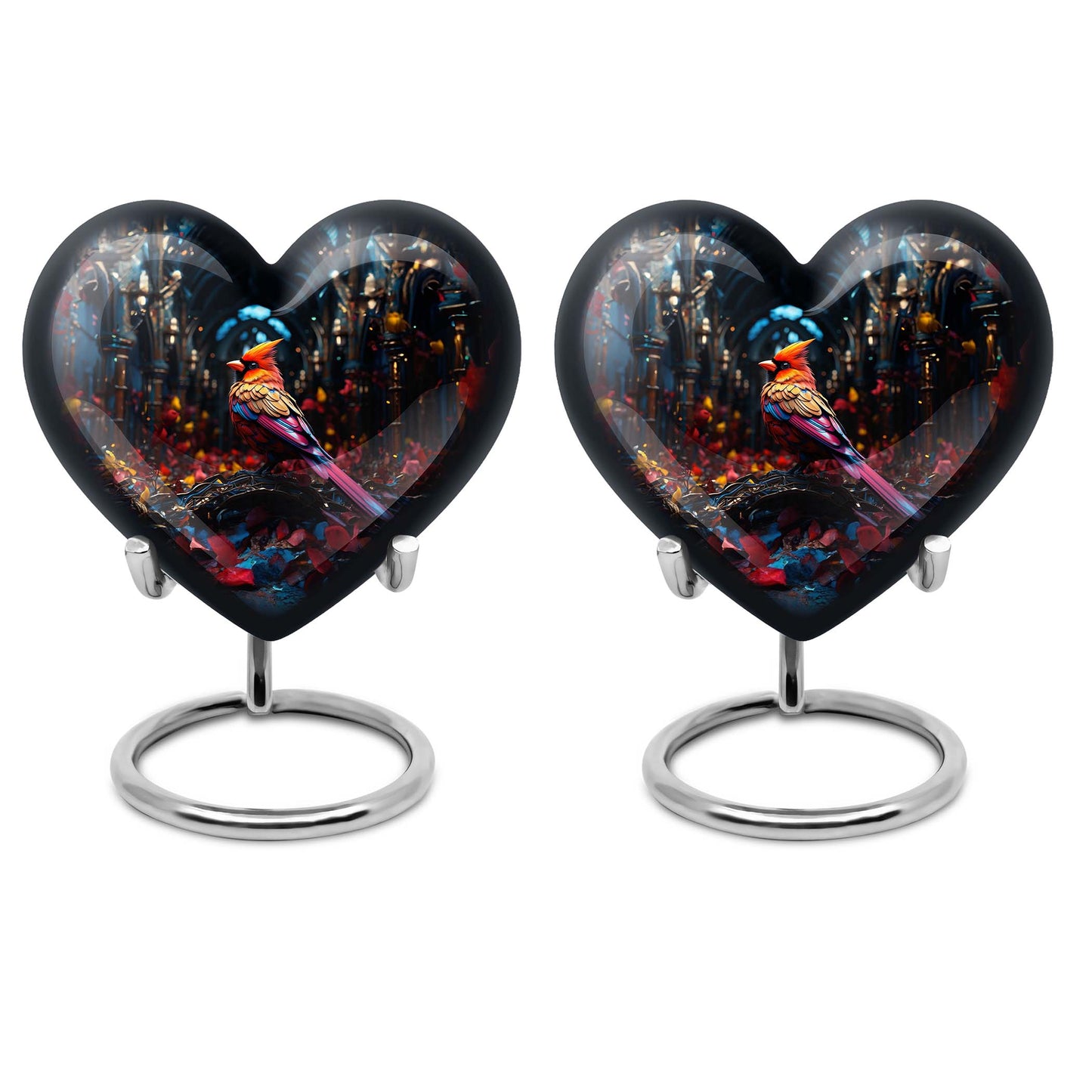 10-inch Cardinal Bird Heart Urn,  