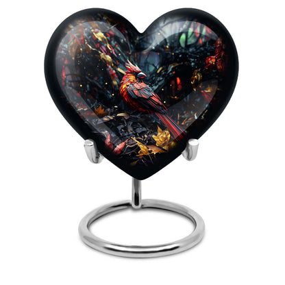 Cardinal Bird-themed Heart Urn