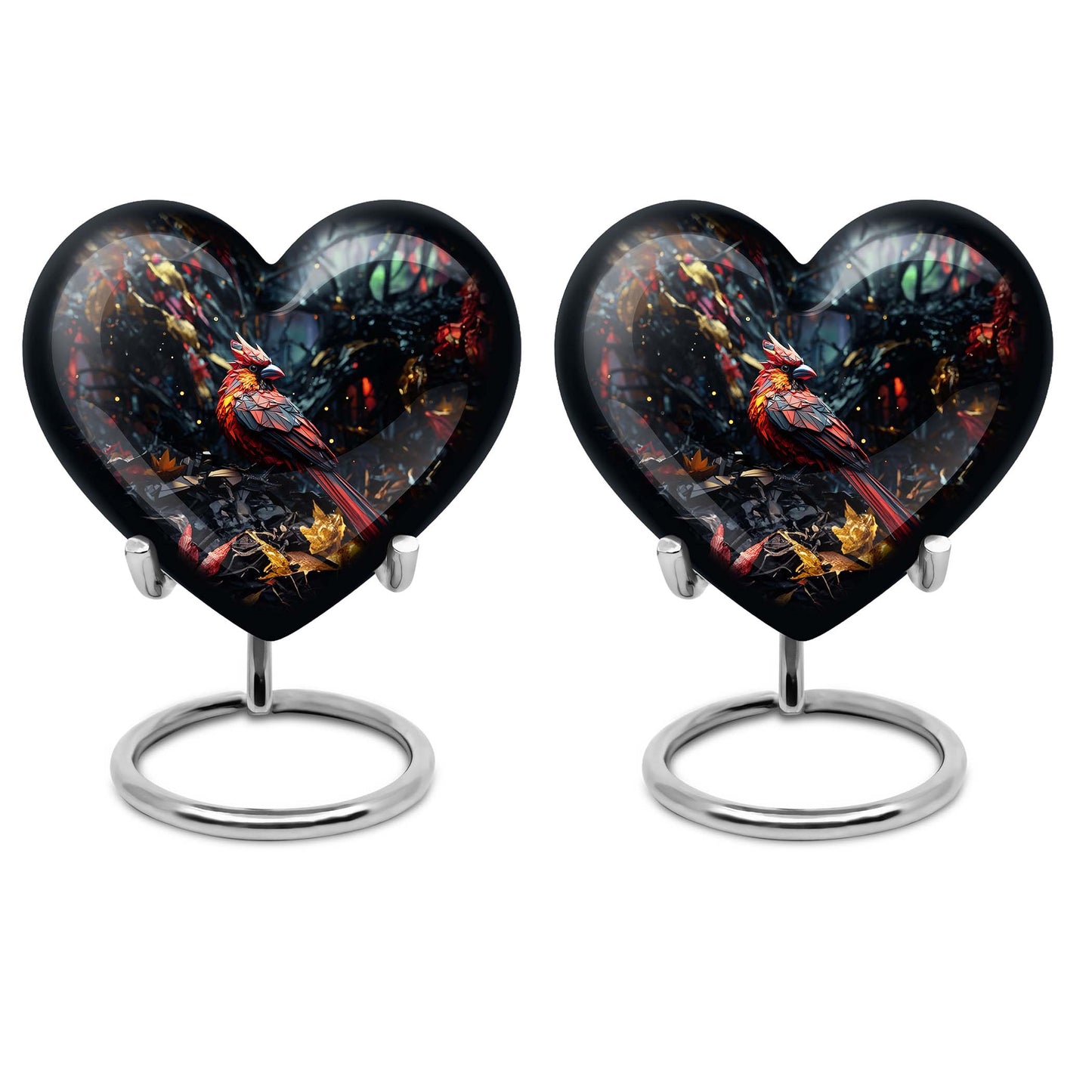 Cardinal Bird-themed Heart Urn