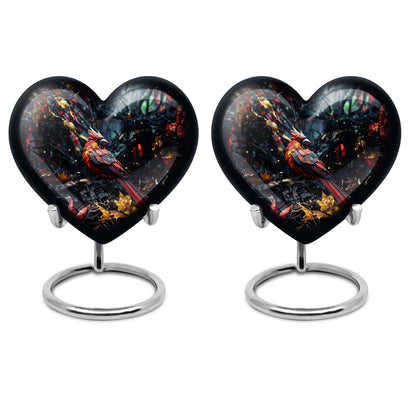 Cardinal Bird-themed Heart Urn