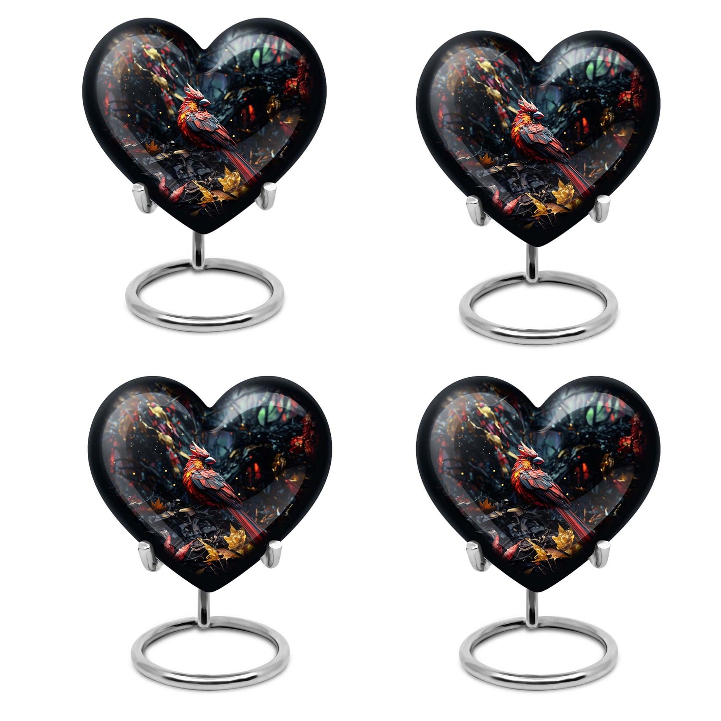 Cardinal Bird-themed Heart Urn