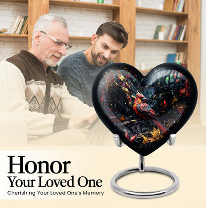 Cardinal Bird-themed Heart Urn