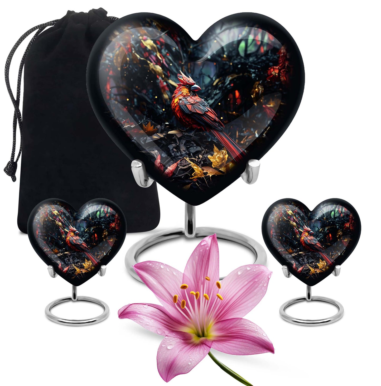 Cardinal Bird-themed Heart Urn