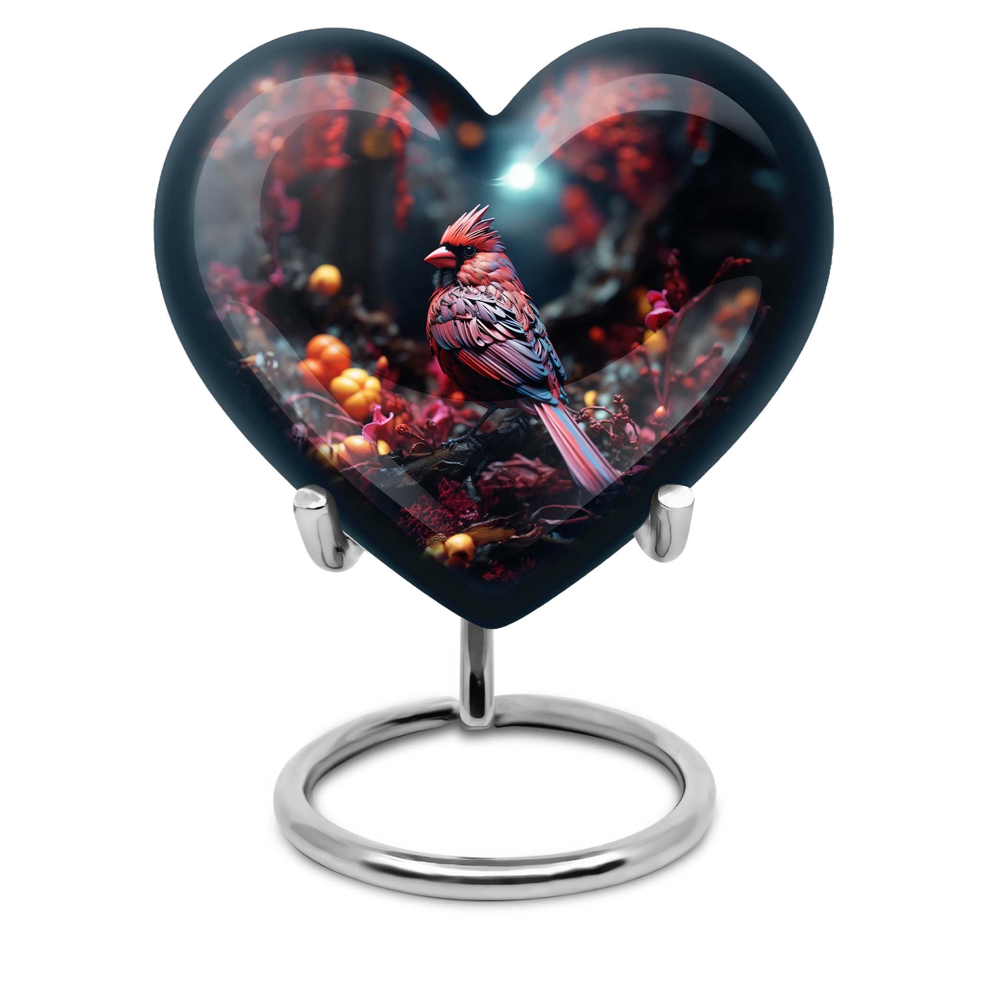Heart Design Cardinal Bird Urn for adult ashes