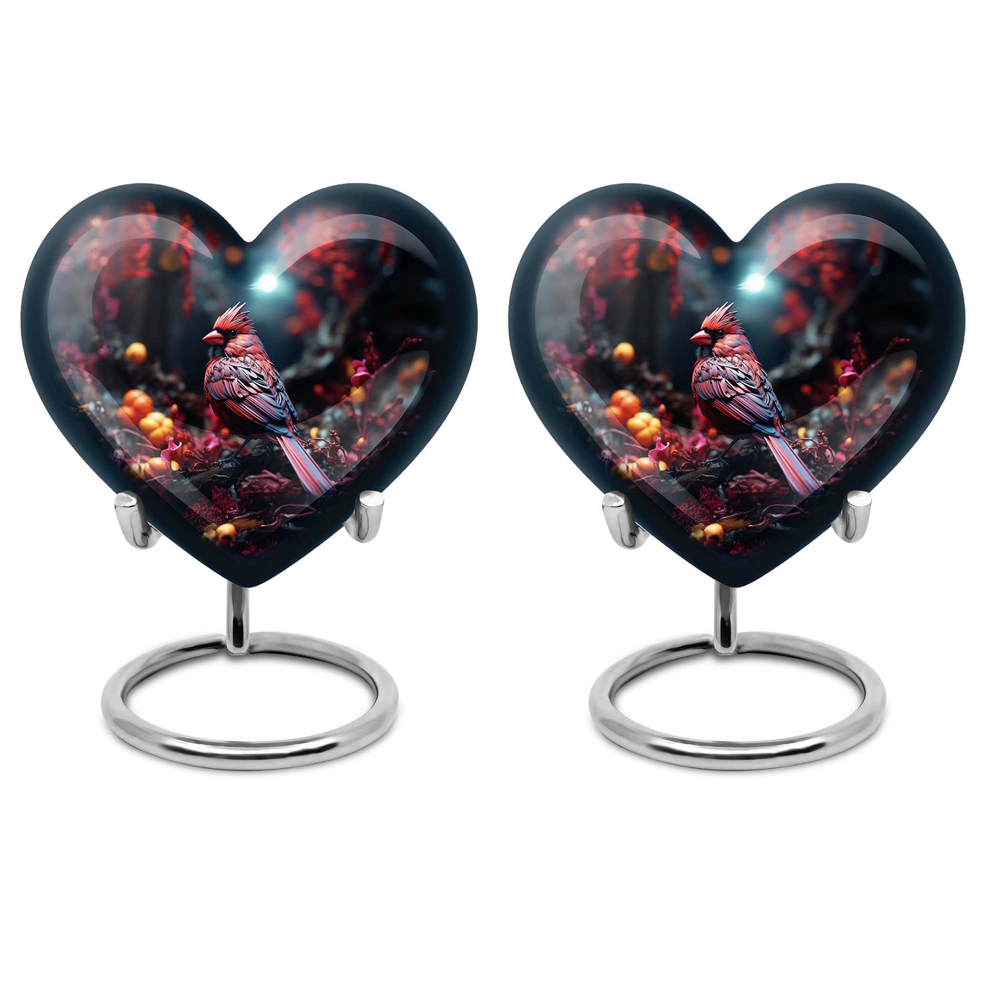 Heart Design Cardinal Bird Urn for adult ashes