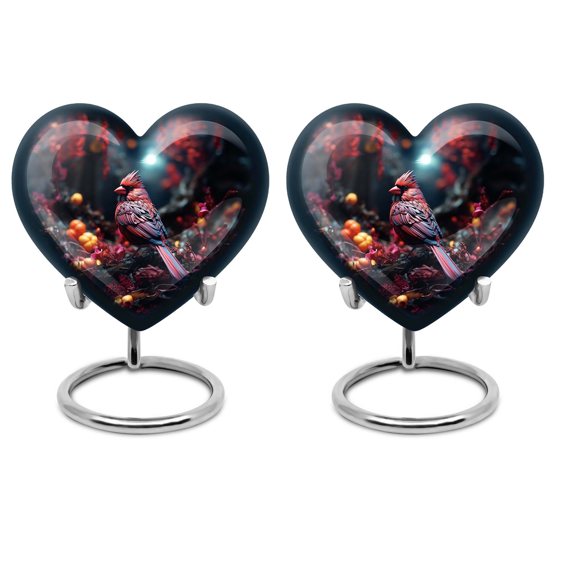 Heart Design Cardinal Bird Urn for adult ashes
