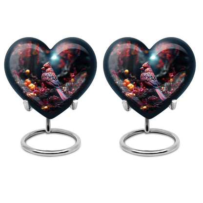Heart Design Cardinal Bird Urn for adult ashes