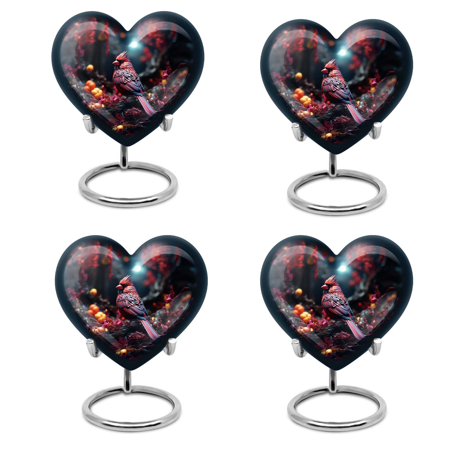 Heart Design Cardinal Bird Urn for adult ashes