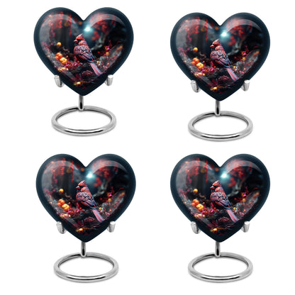 Heart Design Cardinal Bird Urn for adult ashes