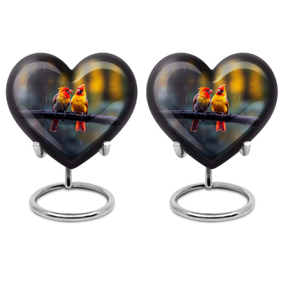 Heart-shaped 10 inch Cardinal Bird Urn for adult