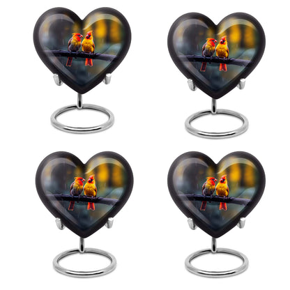 Heart-shaped 10 inch Cardinal Bird Urn for adult