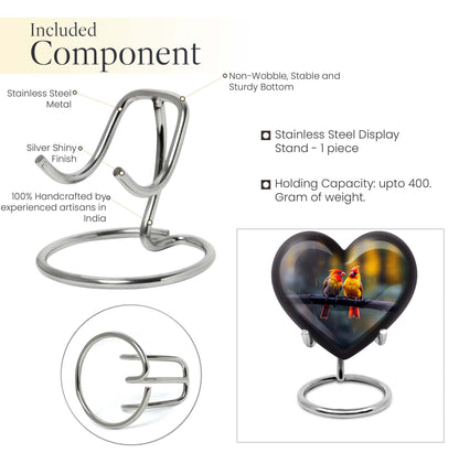 Heart-shaped 10 inch Cardinal Bird Urn for adult