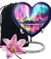 AURORA Borealis Heart Urn for burial