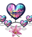 AURORA Borealis Heart Urn for burial