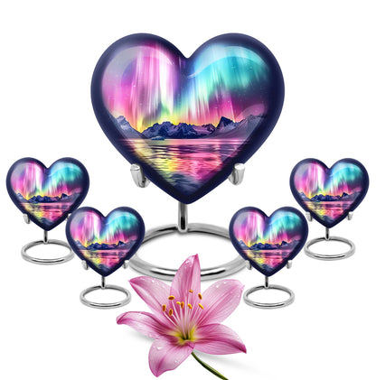 AURORA Borealis Heart Urn for burial