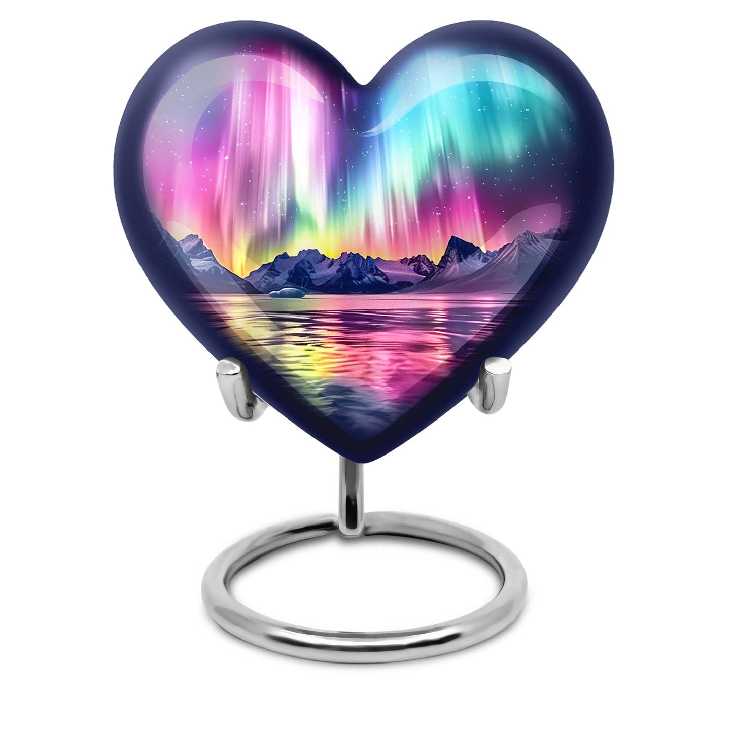 AURORA Borealis Heart Urn for burial