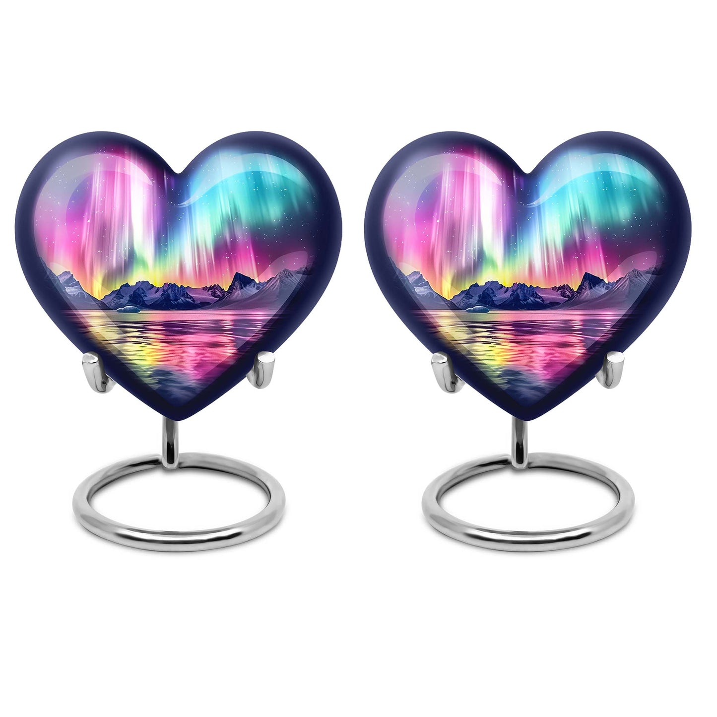 AURORA Borealis Heart Urn for burial