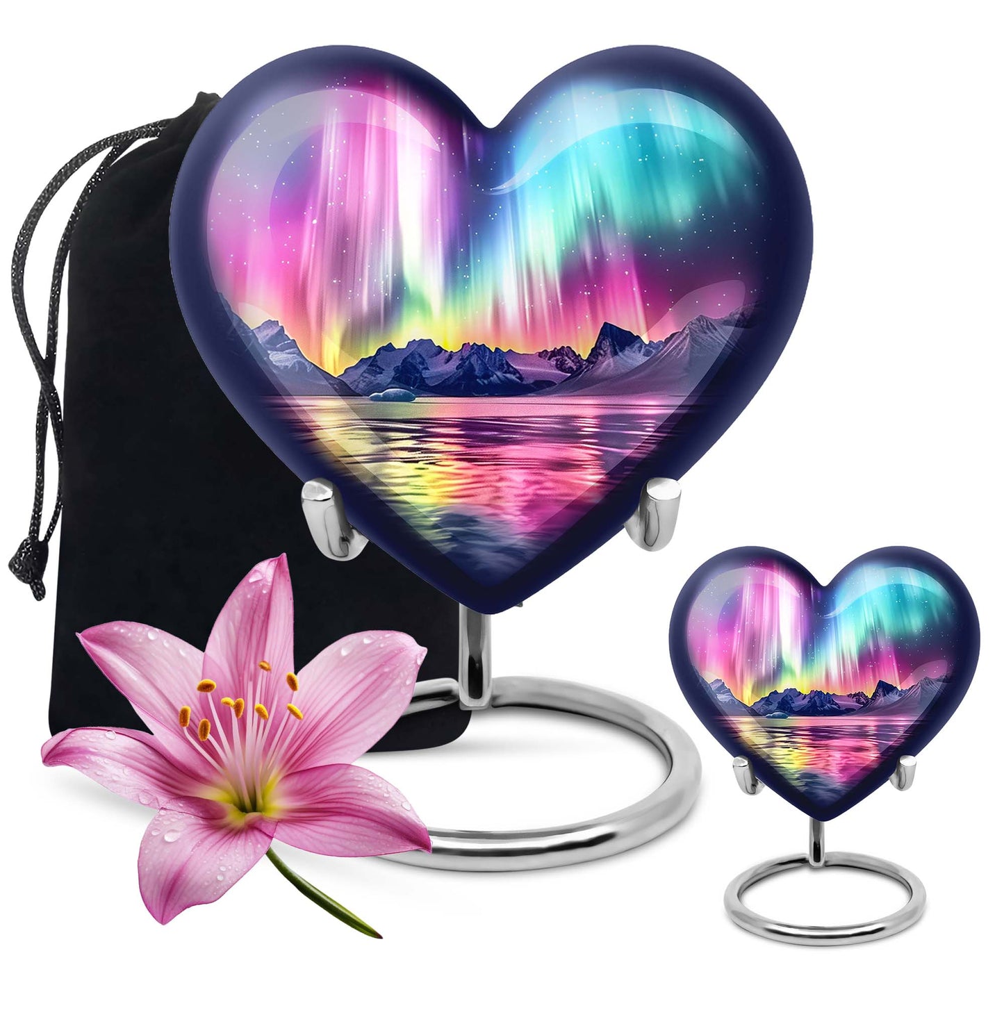 AURORA Borealis Heart Urn for burial