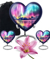 AURORA Borealis Heart Urn for burial