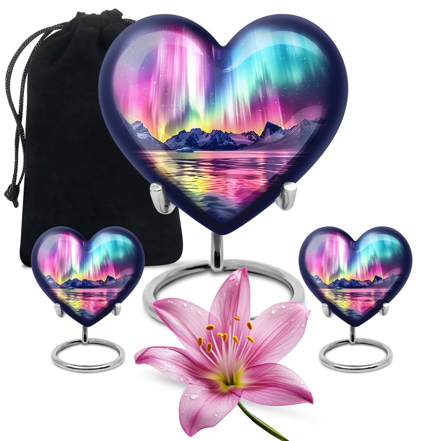 AURORA Borealis Heart Urn for burial