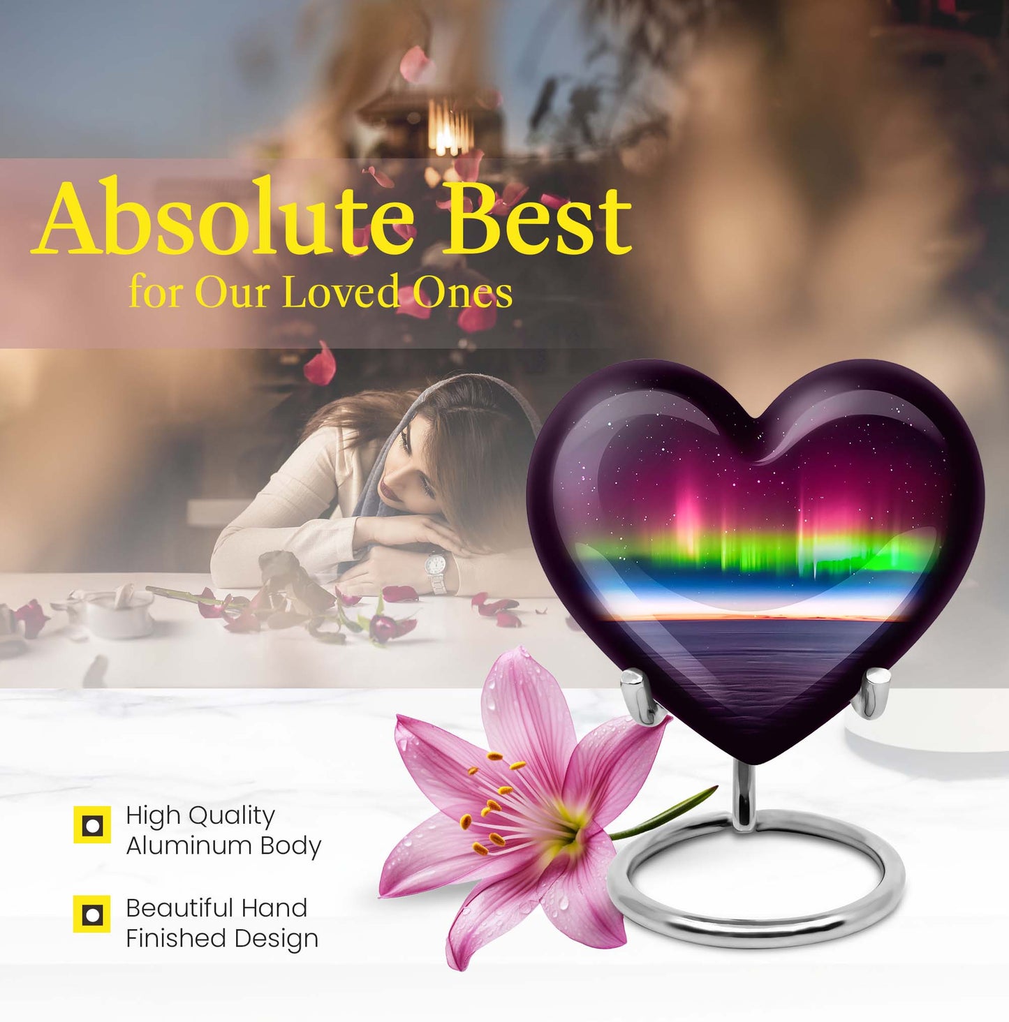 Abstract heart AURORA urn, burial ash urn
