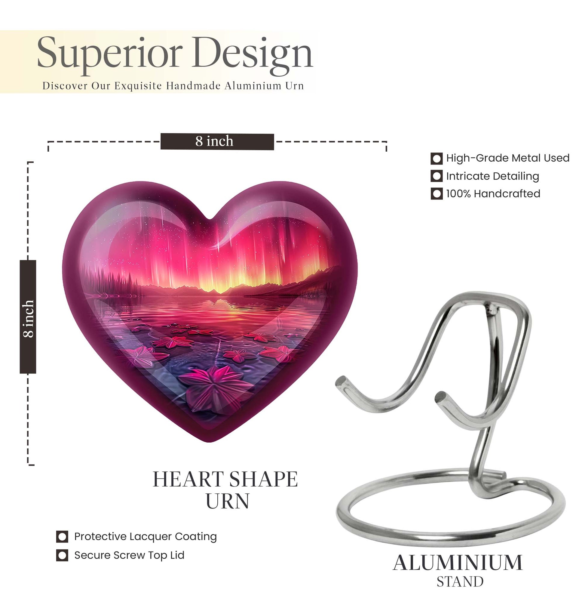 AURORA Borealis Heart Urn for mom,