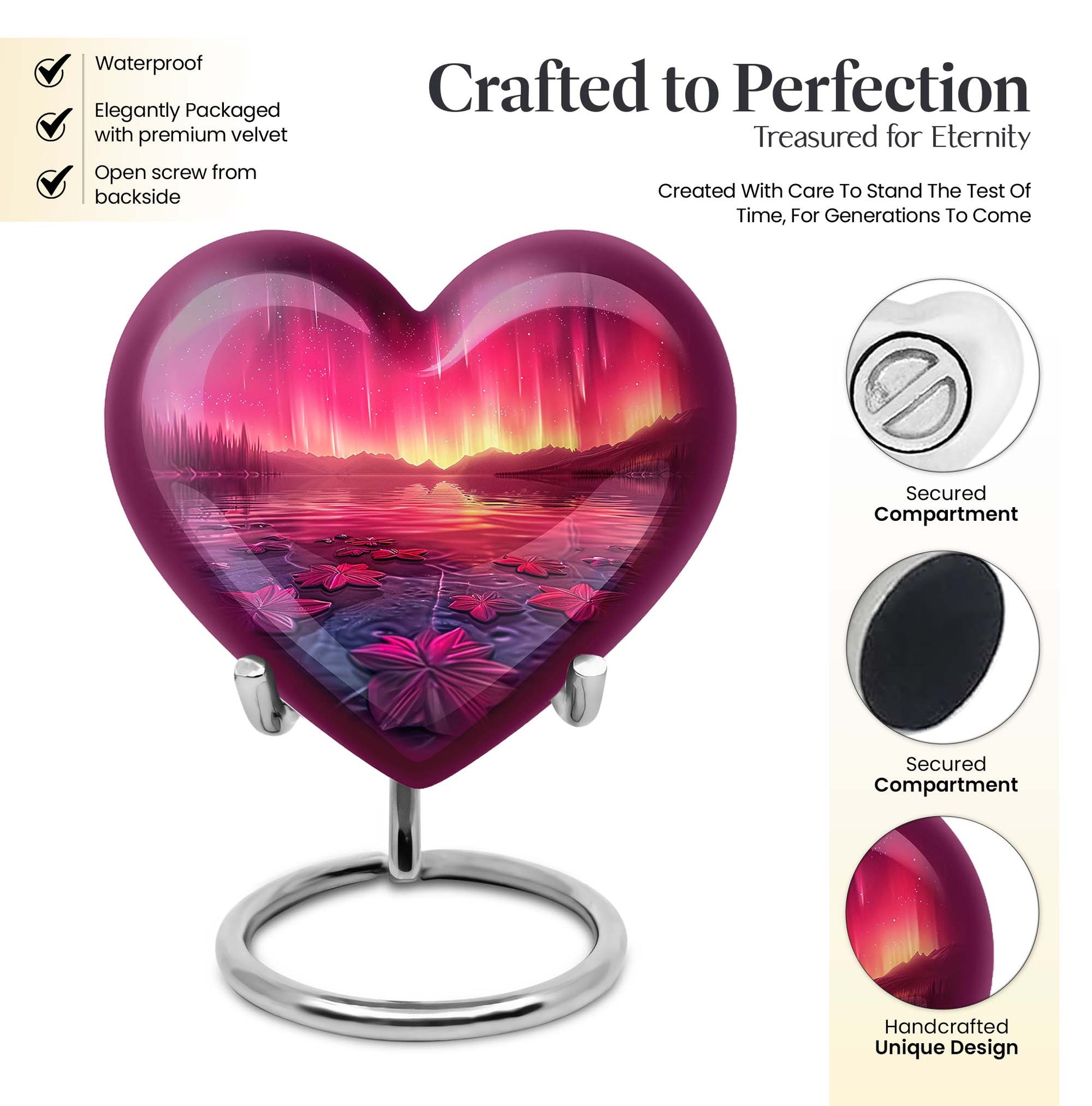 AURORA Borealis Heart Urn for mom,