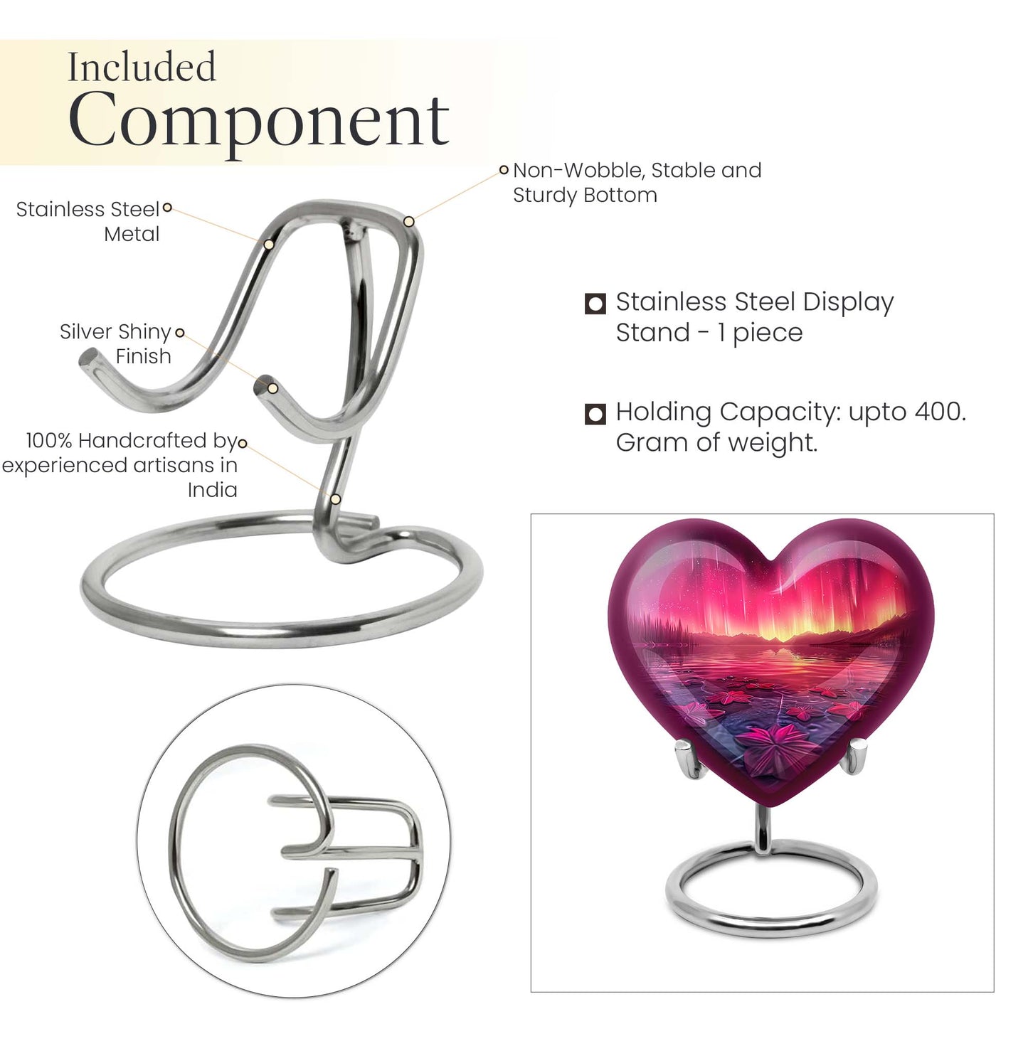 AURORA Borealis Heart Urn for mom,