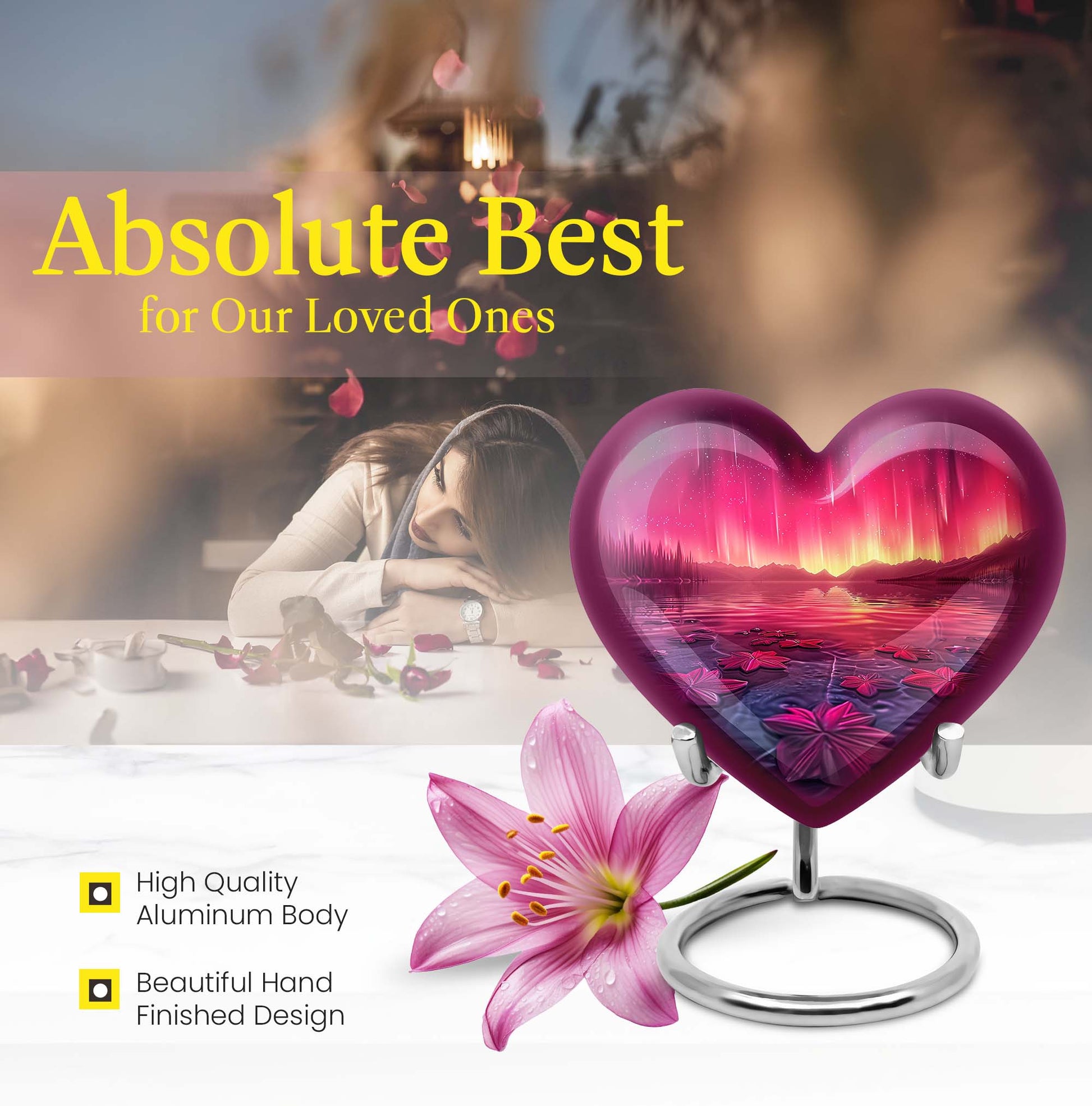 AURORA Borealis Heart Urn for mom,