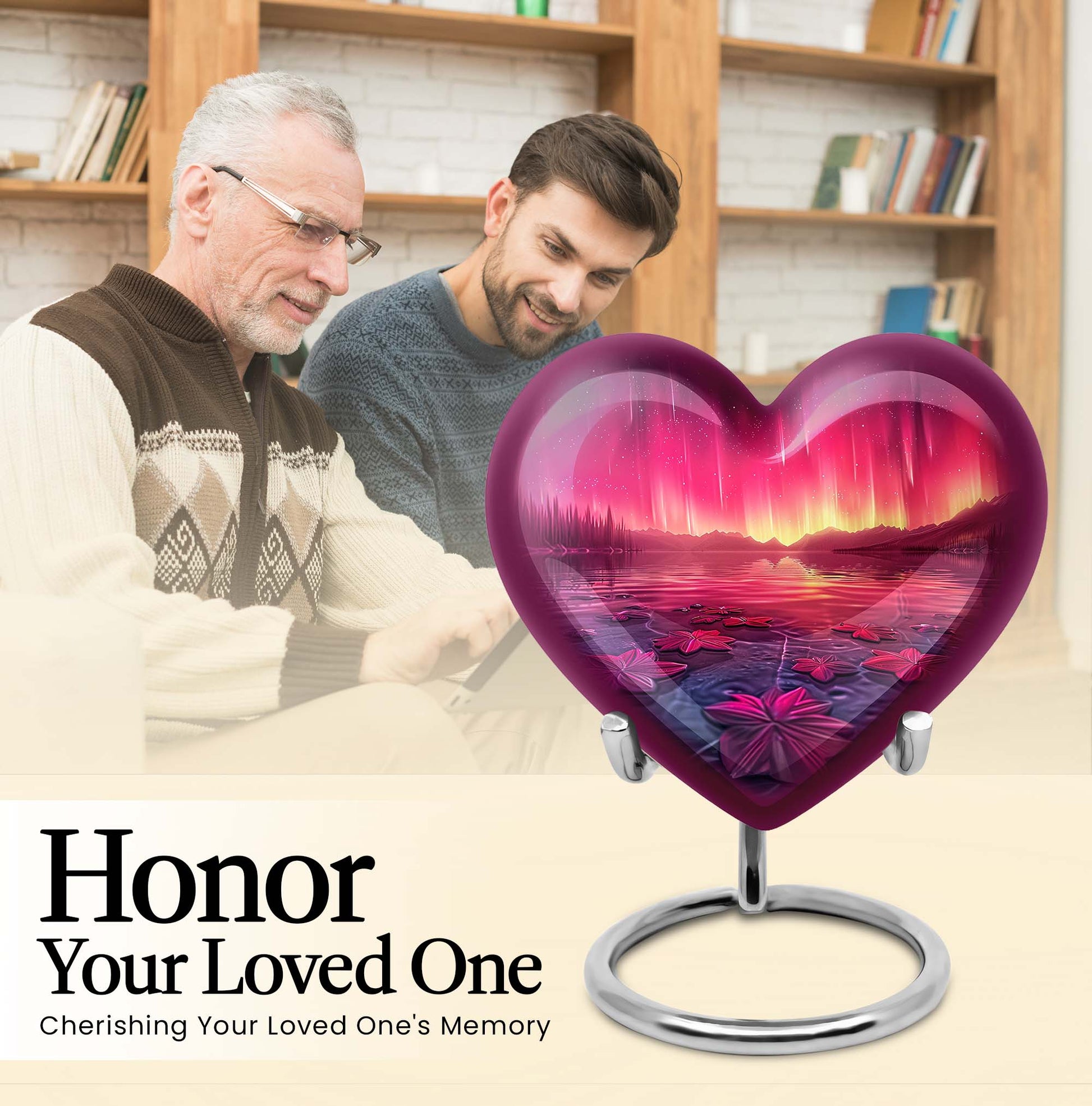 AURORA Borealis Heart Urn for mom,