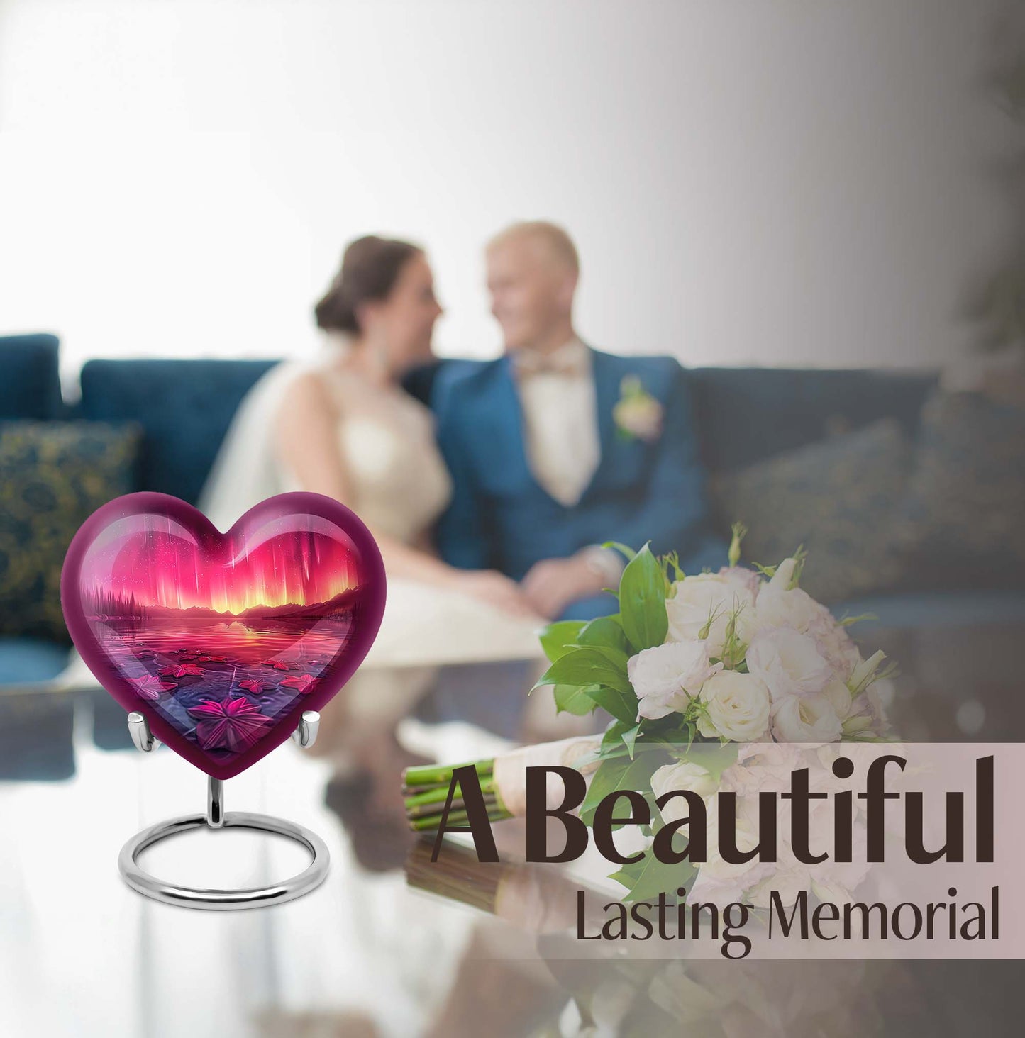 AURORA Borealis Heart Urn for mom,
