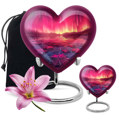 AURORA Borealis Heart Urn for mom,