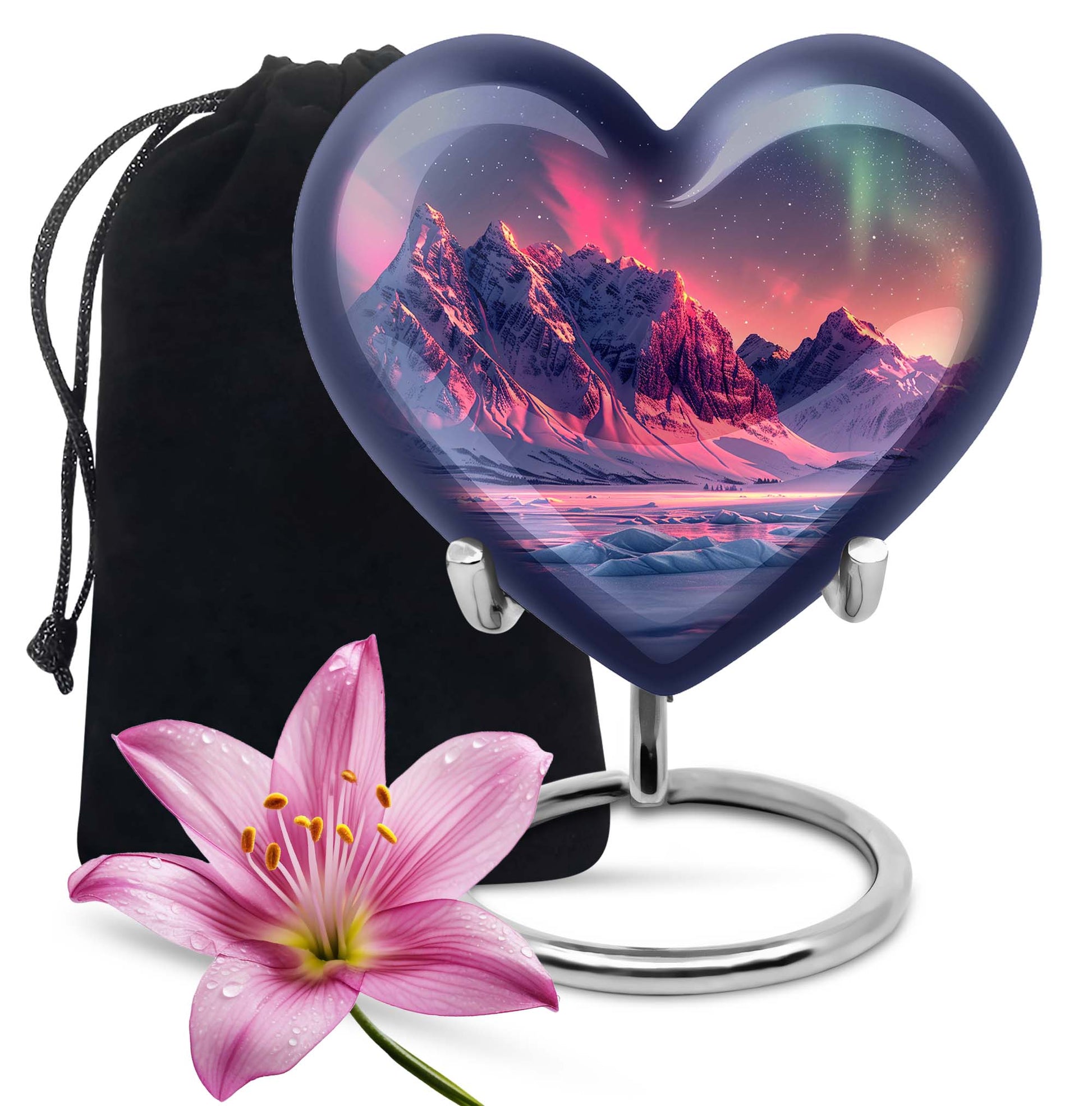 10-inch AURORA Heart-shaped burial urn for adults ashes 