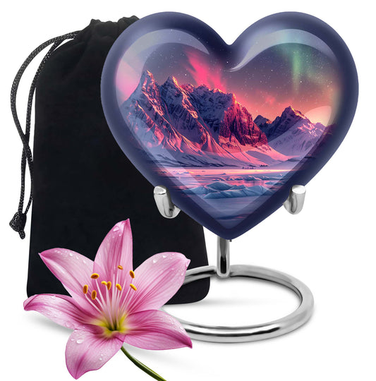 10-inch AURORA Heart-shaped burial urn for adults ashes 