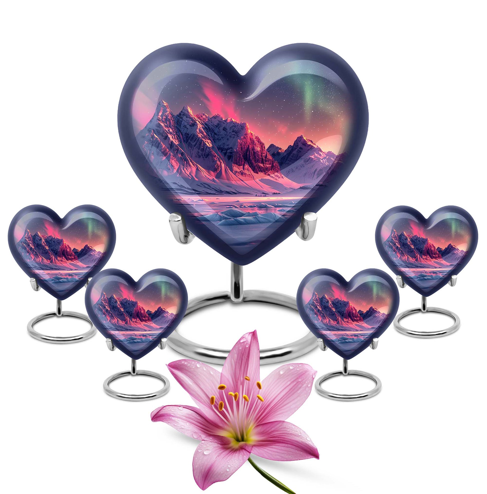 10-inch AURORA Heart-shaped burial urn for adults ashes 