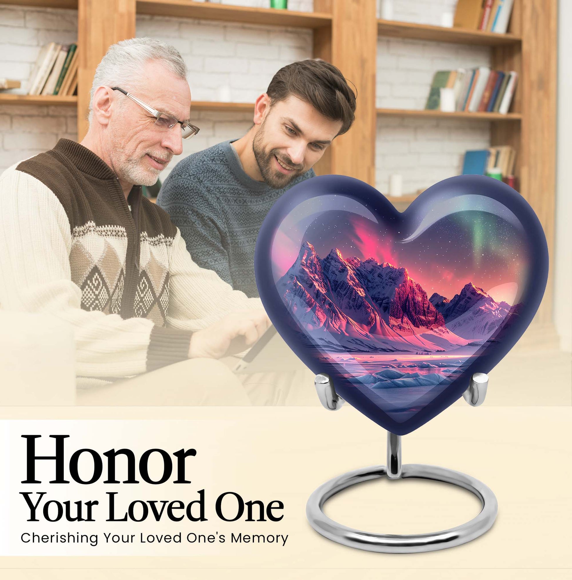 10-inch AURORA Heart-shaped burial urn for adults ashes 