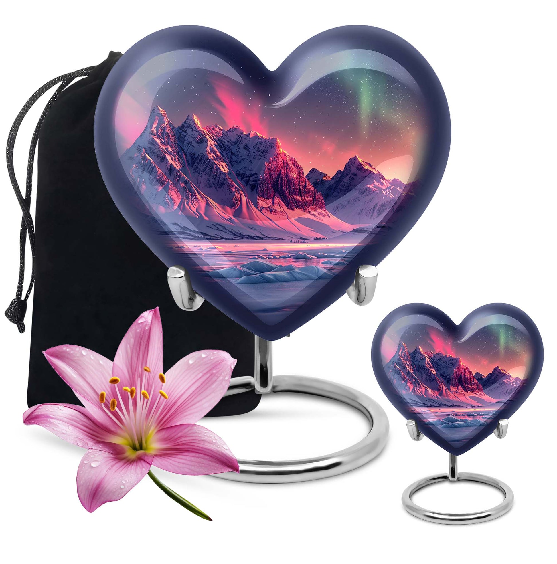 10-inch AURORA Heart-shaped burial urn for adults ashes 
