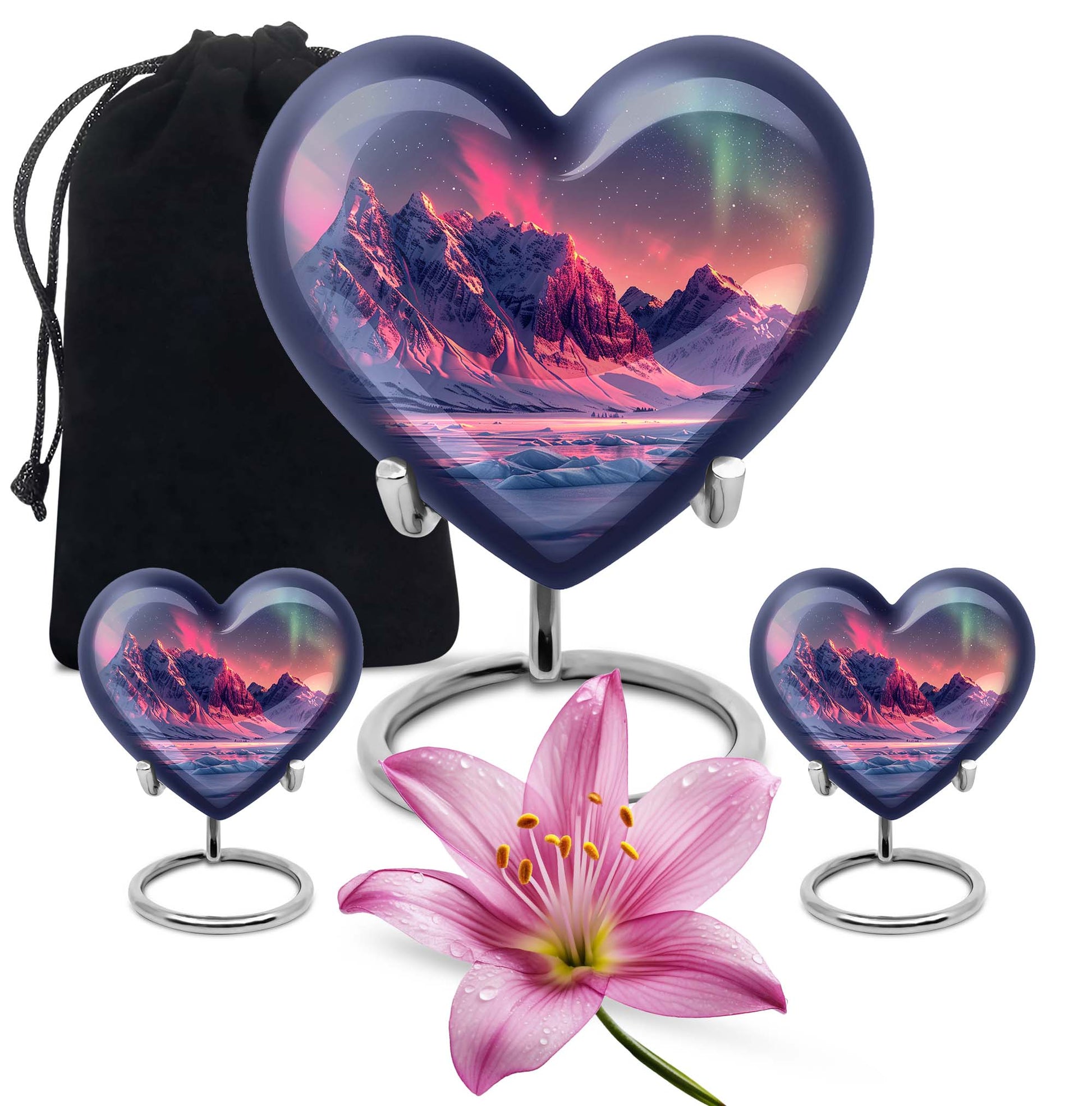 10-inch AURORA Heart-shaped burial urn for adults ashes 
