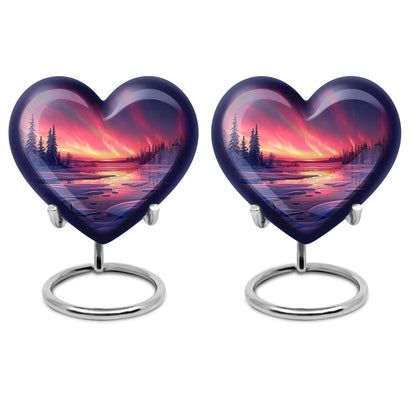 AURORA Borealis heart-shaped memorial urn 