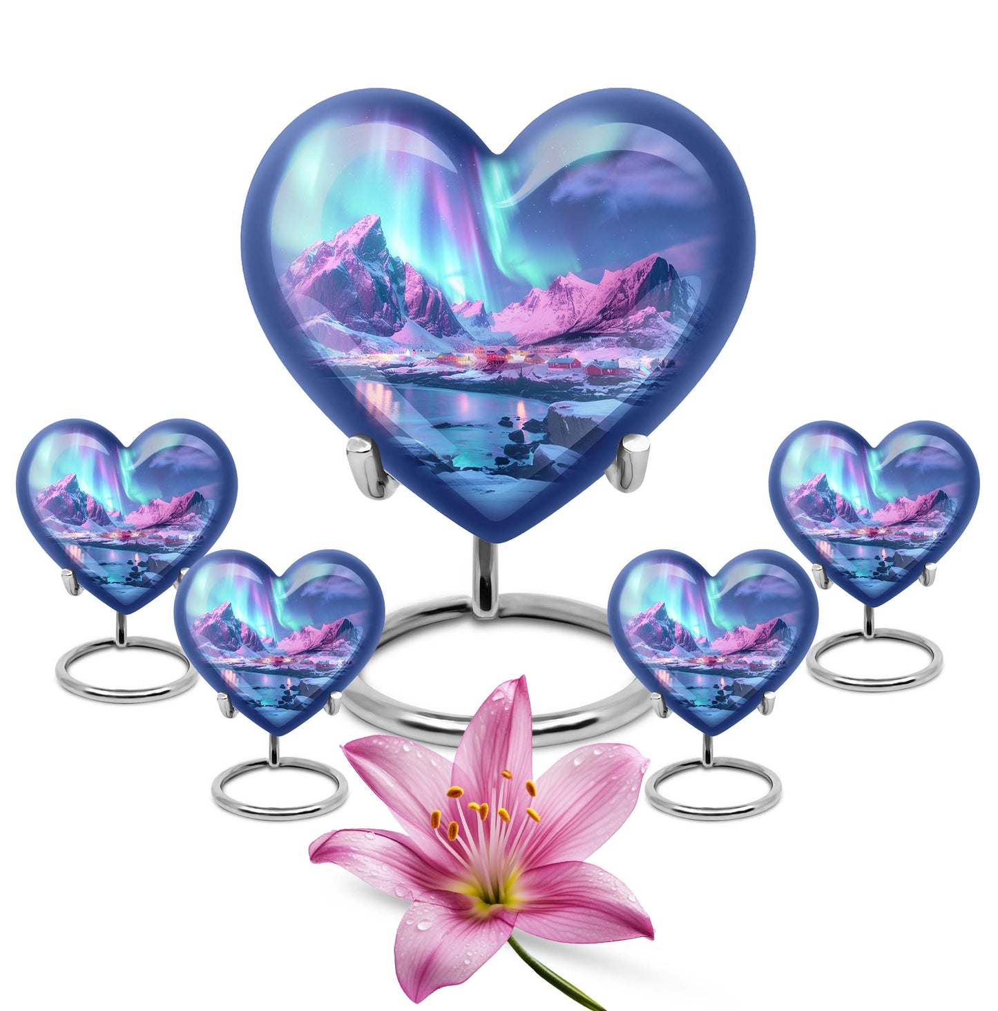 A 10 inch AURORA Heart memorial urn 