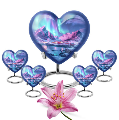 A 10 inch AURORA Heart memorial urn 
