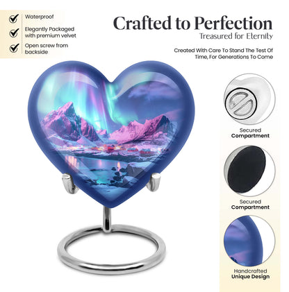 A 10 inch AURORA Heart memorial urn 